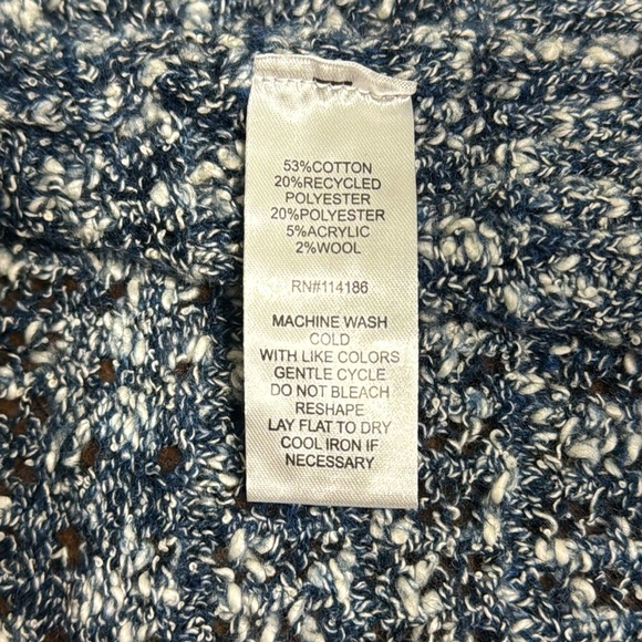 Frye Sweater blue heather Cardigan open hang size Medium New With Tags - Picture 6 of 11